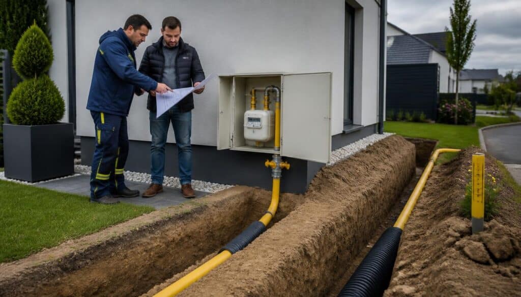 Schéma de raccordement au gaz de ville, étape par étape