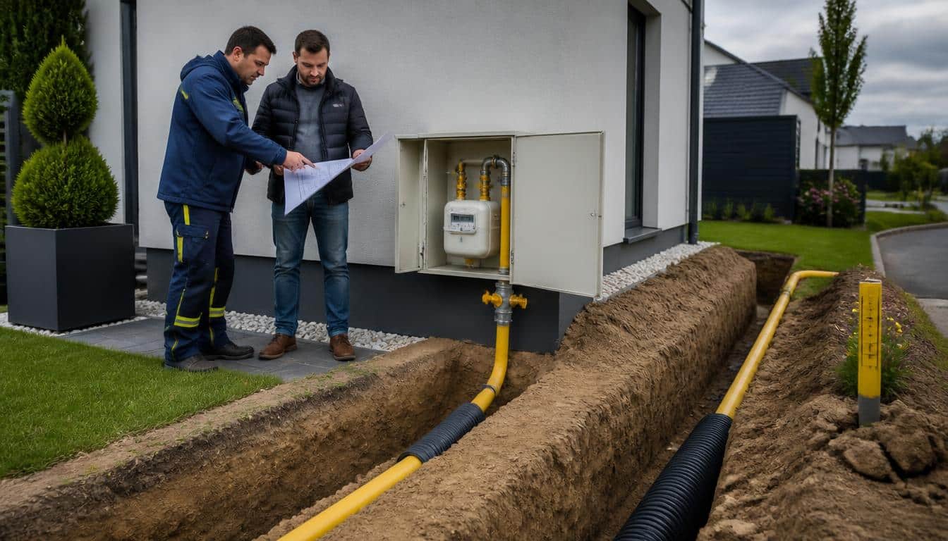 Schéma de raccordement au gaz de ville, étape par étape